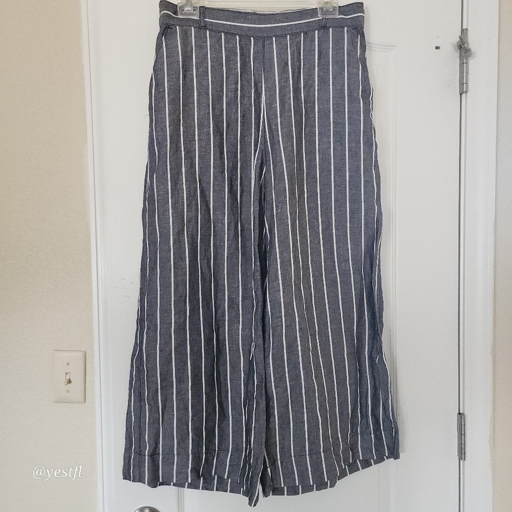 Nordstrom Joie wide leg linen blend striped pants L